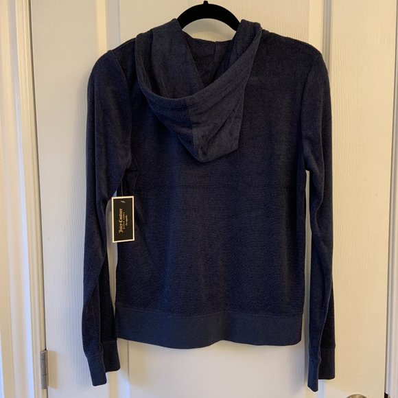 Juicy Couture Black Label Regal Robertson Microterry Jacket Y2K Dark Blue Size M - Picture 6 of 10